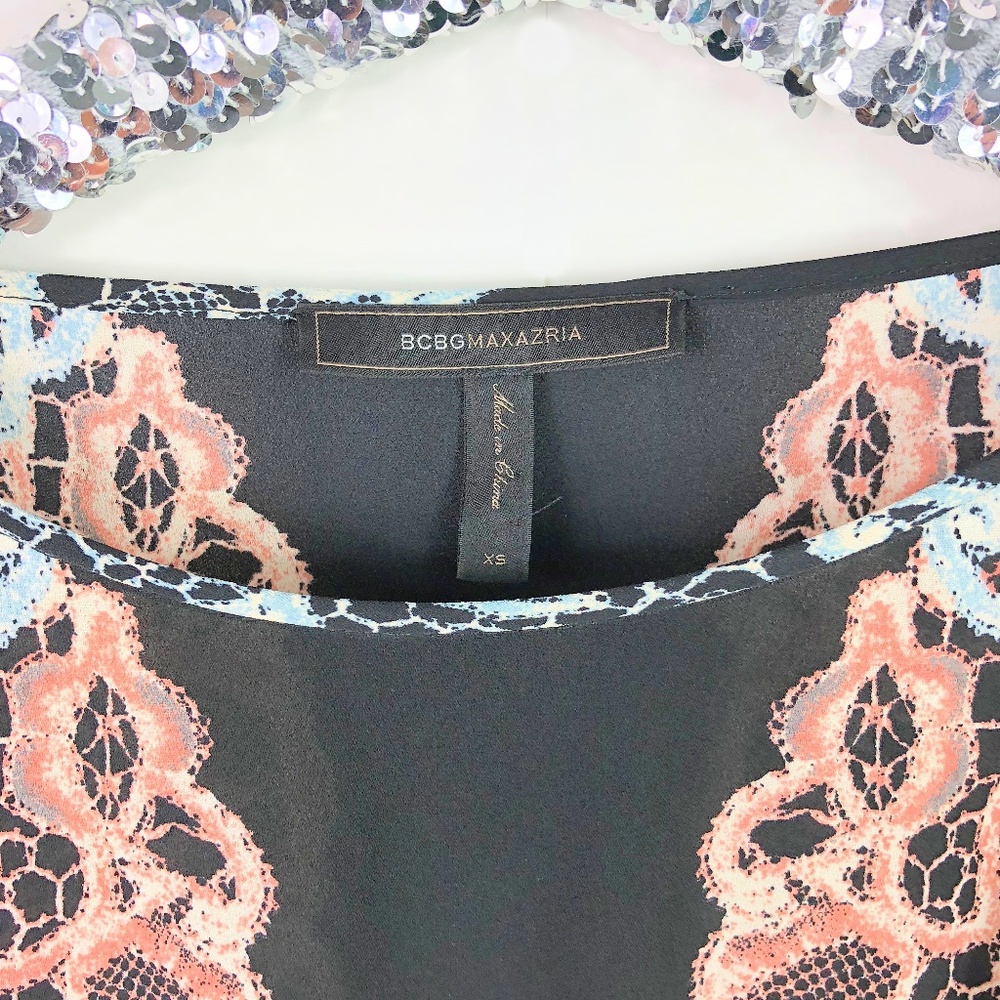 BCBG MAXAZRIA Black Flowy Kimono Sleeve Dress XS - Picture 4 of 8